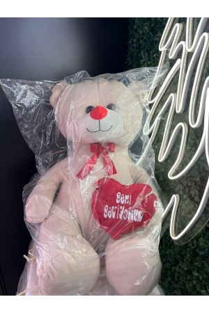  Krem Peluş Ayı – “Seni Seviyorum” Yazılı Sevimli Hediye